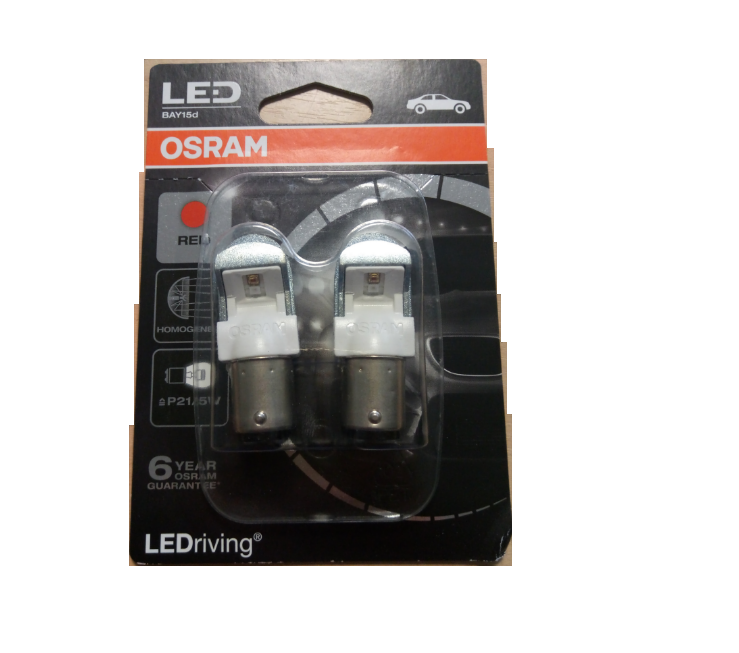 Автолампа 12V P21/5W (BAY15d) LED PREMIUM RED (блистер, 2шт) OSRAM (O-1557R-2бл